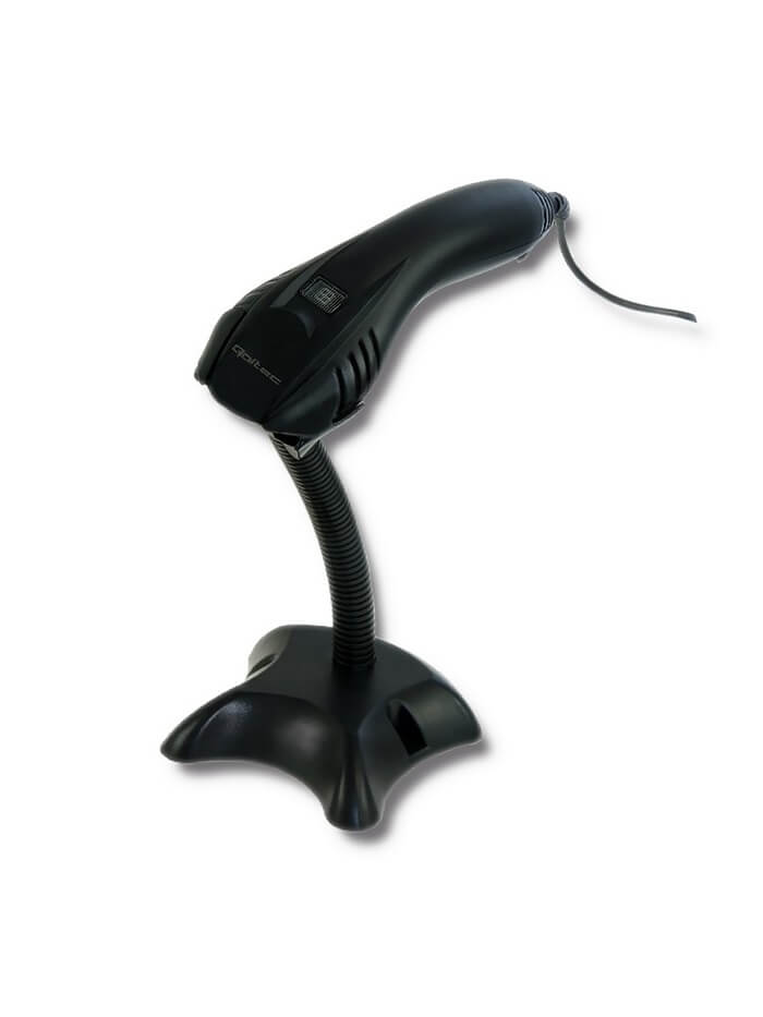 Qoltec Laserowy czytnik kodów kreskowych 1D z podstawką