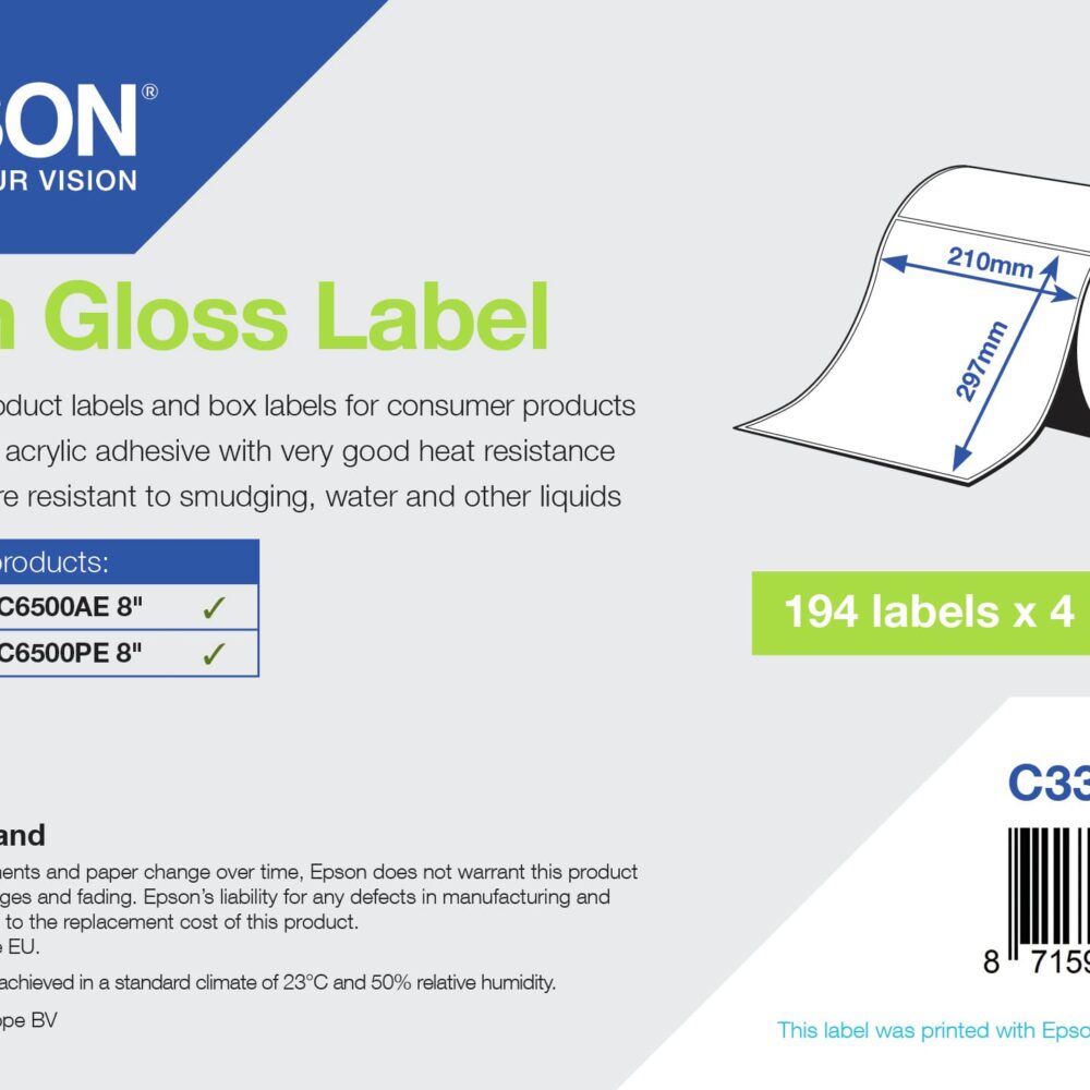 Etykiety papierowe do EPSON 210mm x 297mm (C33S045728)