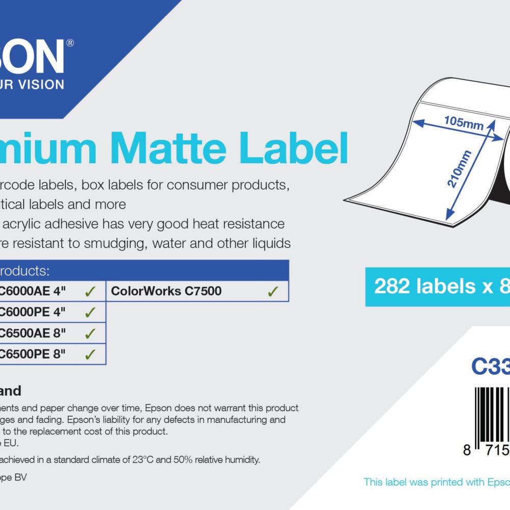 Etykiety papierowe do EPSON 105mmx210mm (C33S045740)