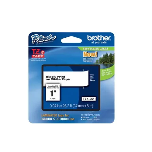 Taśma laminowana 24 mm TZE251 czarne na białym do drukarek Brother
