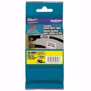 Taśma laminowana 24mm TZEFX651 flexi czarne na żółtym do drukarek Brother