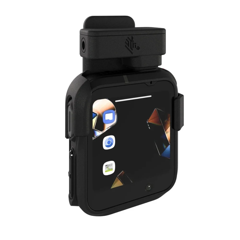 Zebra WS301 – mobilny komputer AMOLED, Wi-Fi 6, Android (WS3012-0M304E52EA6) uchwyt klipsowy front right