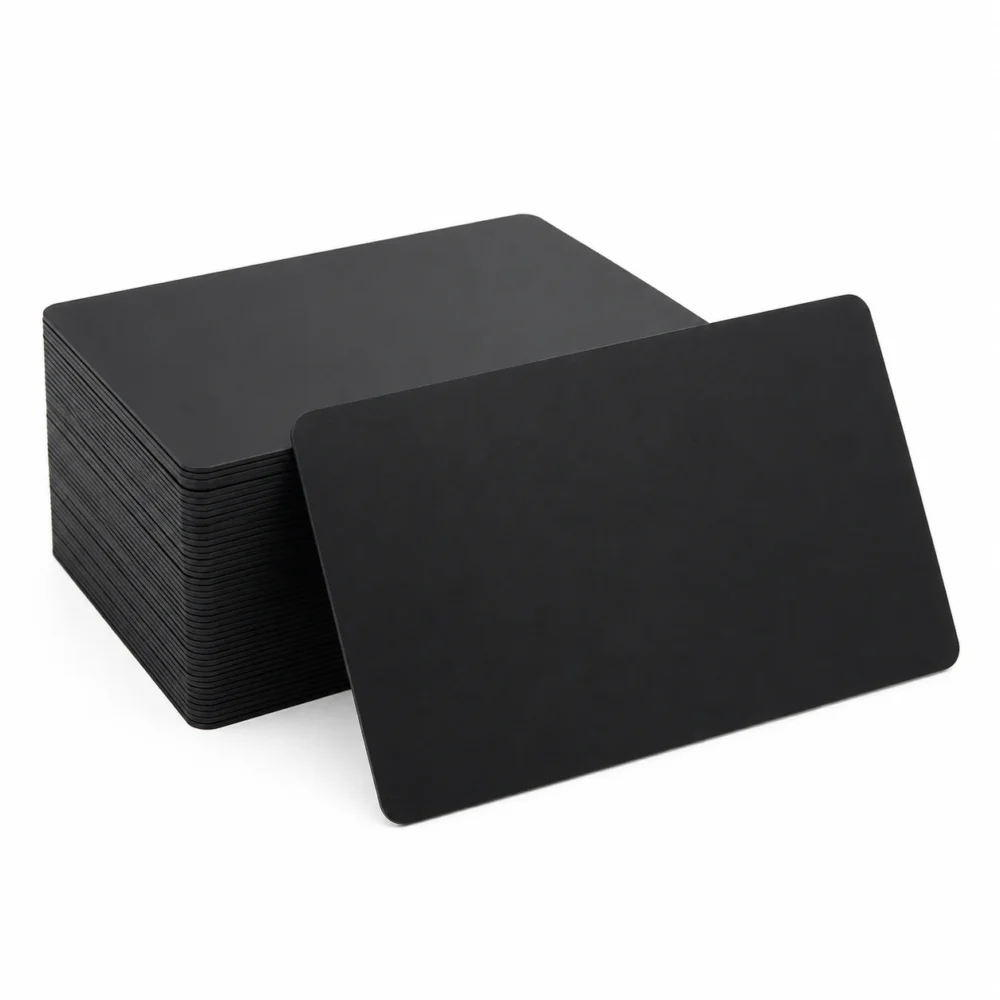 Karty PVC Food Safe 30 mil czarne matowe Black/Black – opakowanie 500 sztuk